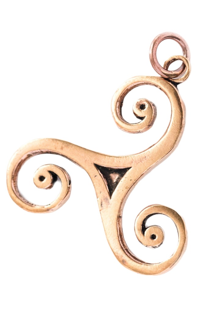 [acb7] Keltischer Anhänger TRIAN aus Bronze – Große Triskele als kraftvolles Amulett (4 cm)