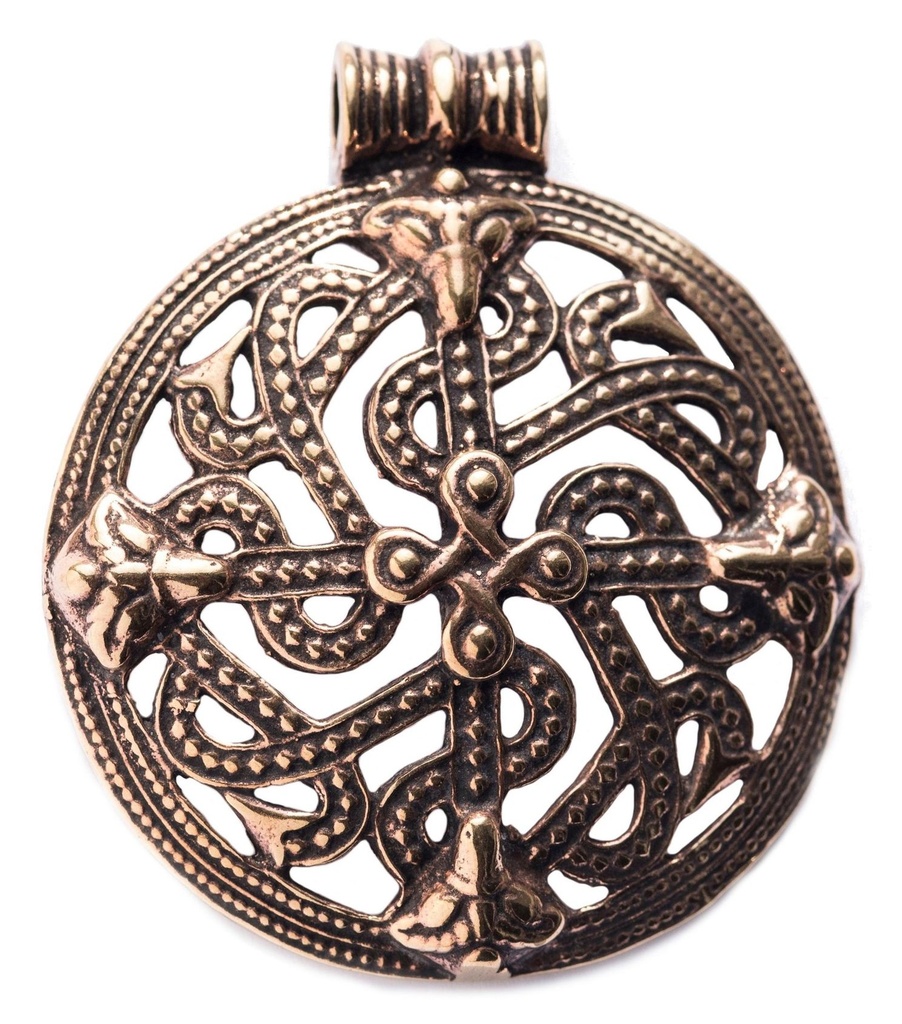 [avb7] Wikinger Anhänger 'Viking Cross' aus Bronze - Mittelalter, Larp, Reenactment Schmuck