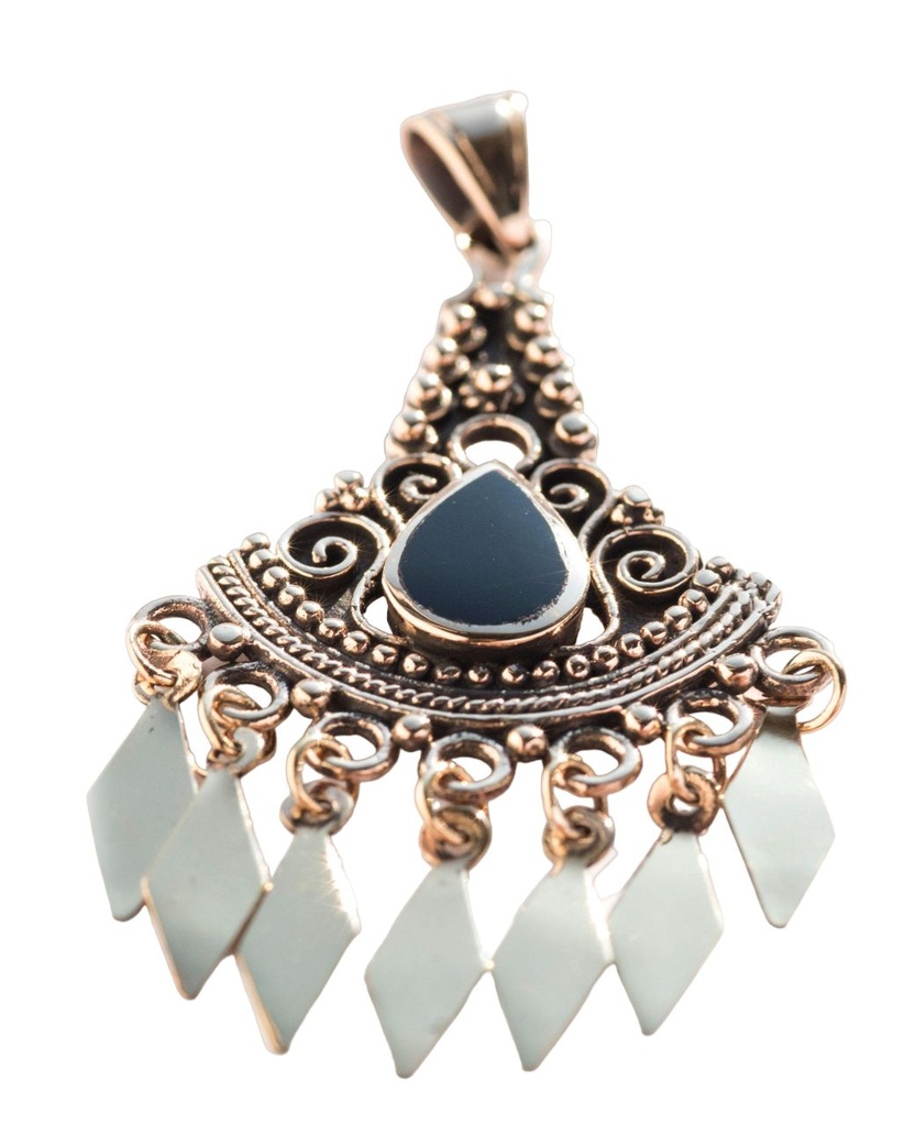 Amulett, Anhänger 'Klapperanhänger - Onyx' aus Bronze - Mittelalter, Larp, Reenactment Schmuck