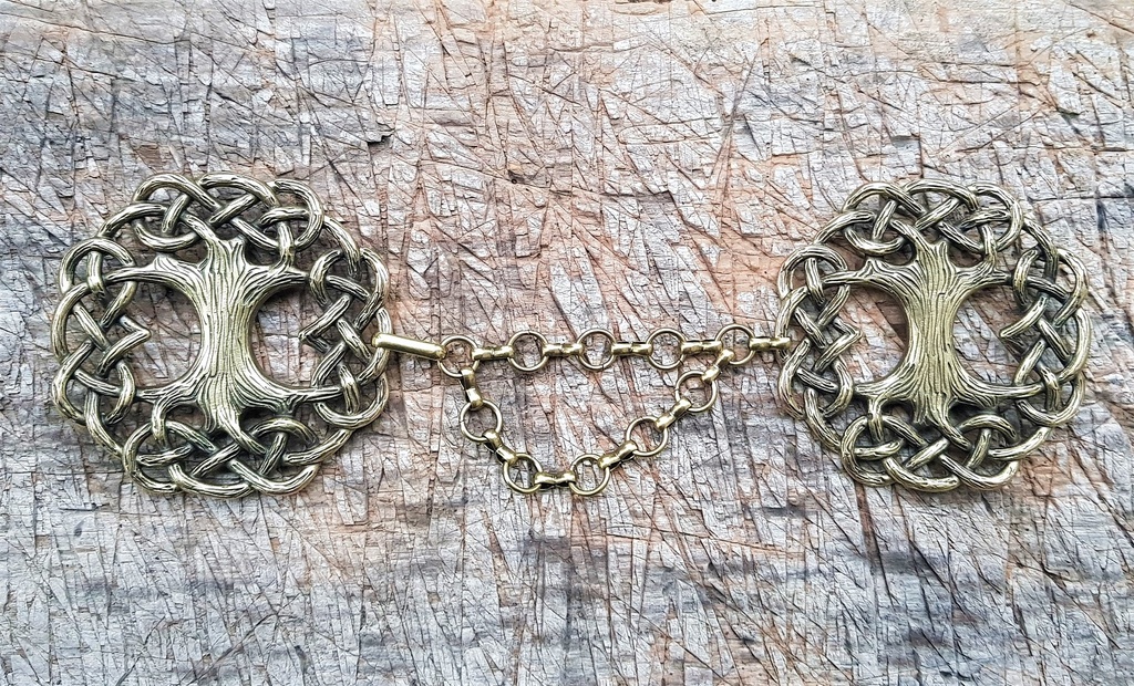 YGGDRASIL-Verschluß,Fb:messing,Weltenesche,Baum,Mantel,Fell,Umhang,Mittelalter,Larp