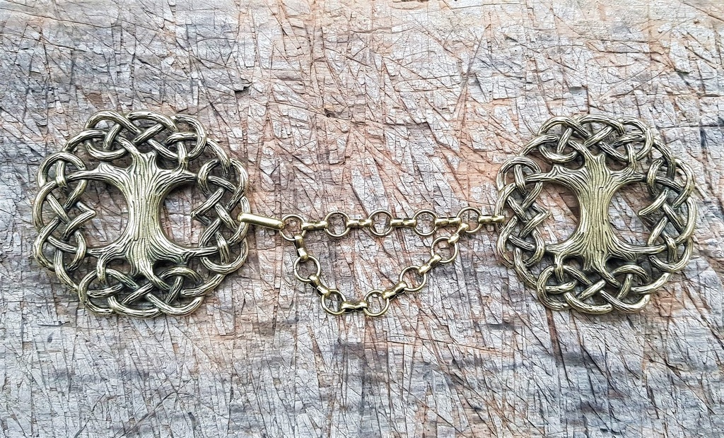 YGGDRASIL-Verschluß,Fb:messing,Weltenesche,Baum,Mantel,Fell,Umhang,Mittelalter,Larp