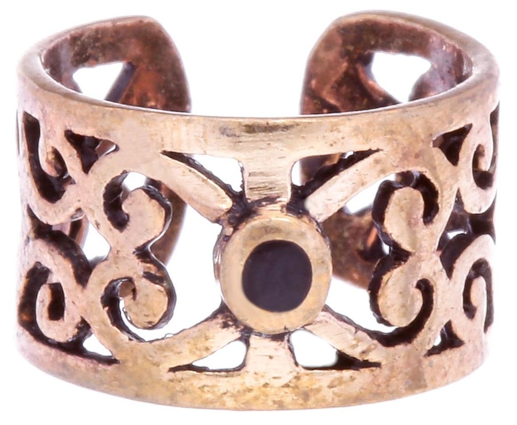 [okb5] Mittelalter Ohrklemme „Brîga – Onyx“ aus Bronze – Ohrschmuck 7 mm ohne Piercing