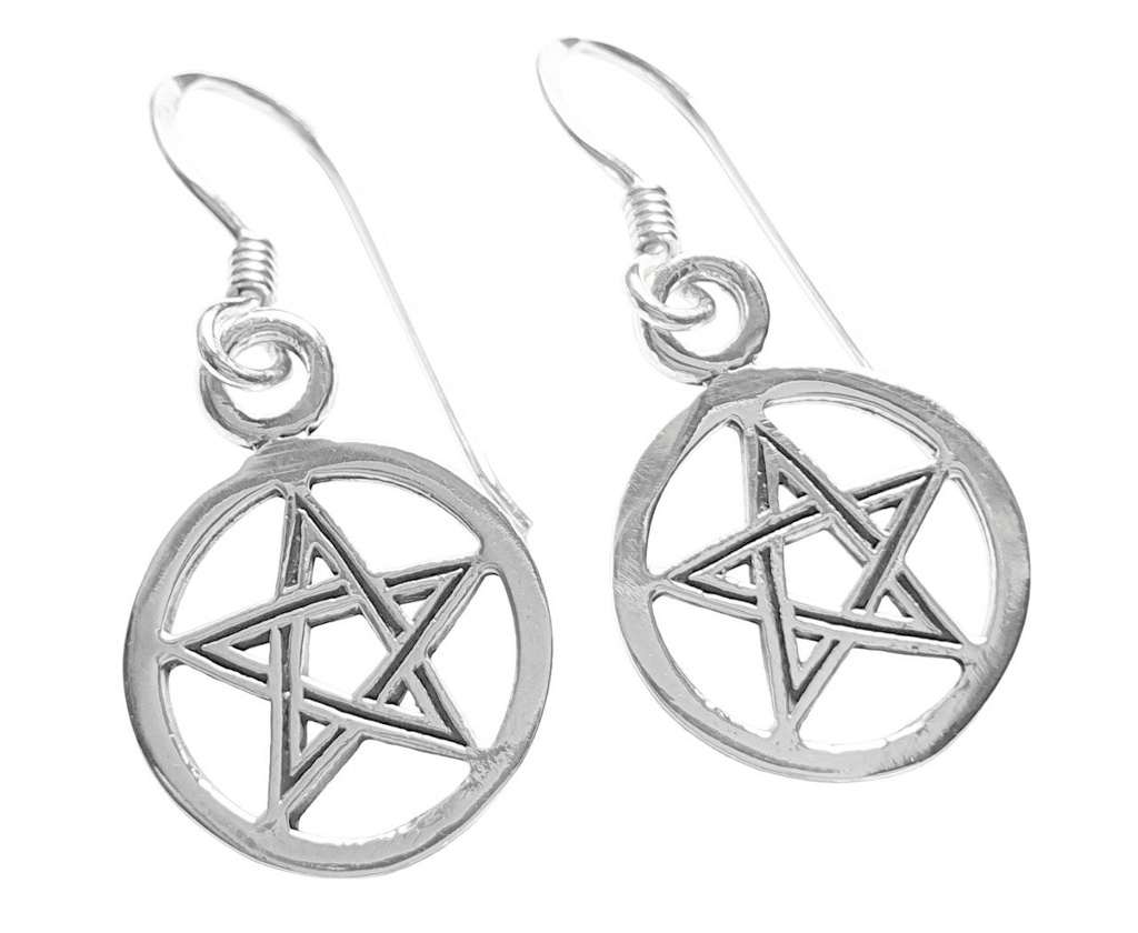 [oh63] Ohrhänger 'Pentagramm' Silber 925 -  Schmuck für Mittelalter, Reenactment und Larp