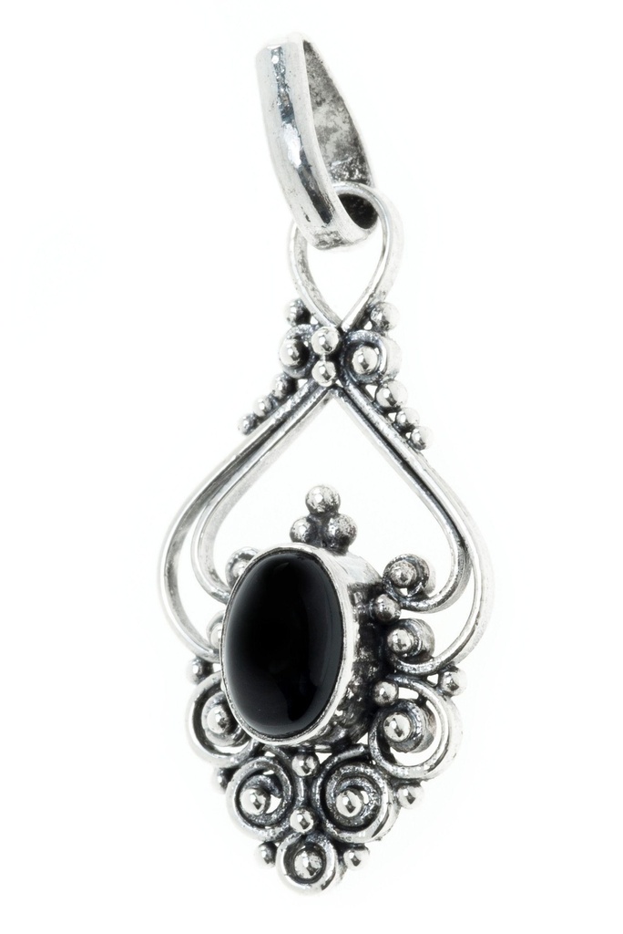 [As30-2] Amulett, Anhänger 'Salia - Onyx' aus Silber 925 - Mittelalter, Larp, Reenactment Schmuck