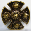 Wikinger Kreuz-Schild altmessing – 50 mm Schildniete mit floralen Buckeln für Rüstung & Reenactment