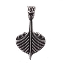 Anhänger Drachenboot – Silberfarbener Wikinger-Schmuck mit Drachenkopf-Bug 40 mm