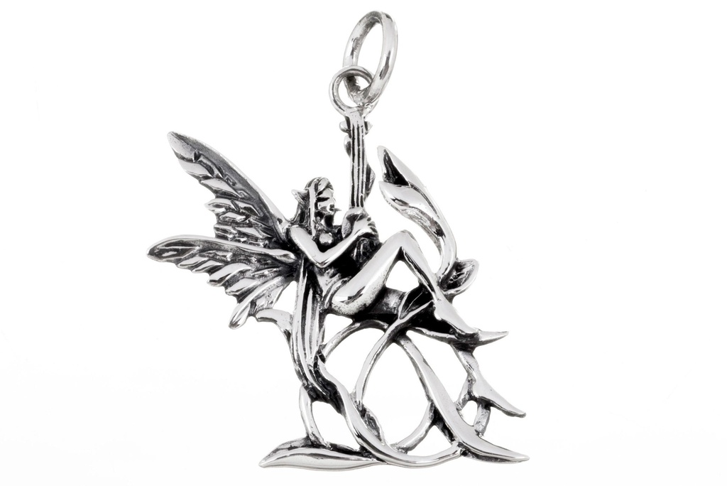 [am154] Elfen-Anhänger ALUNA aus 925er Silber – Zauberhaftes Amulett der Fantasie (3,8 cm)