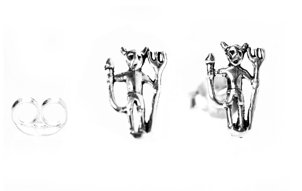 [ost31] Ohrstecker Devil Teufel aus 925 Silber – Mini Ohrschmuck mit Hörnern 9 mm