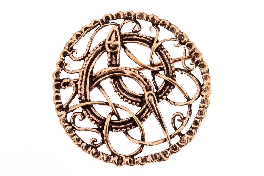 [fb9] Wikinger Fibel Brosche "Midgardschlange" aus Bronze – Gewandschließe mit Jörmungandr 4 cm