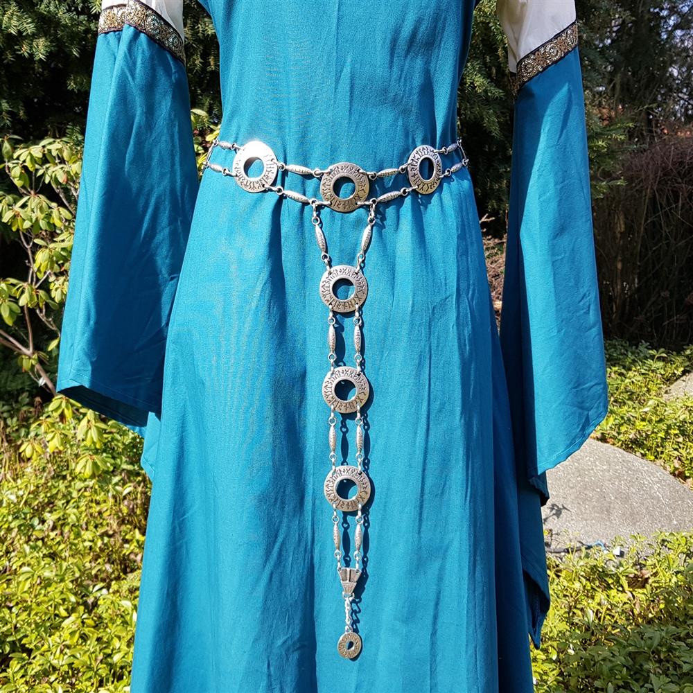 [CY-5340-1] Kettengürtel Y-Gürtel Y-Runenkreise silberfarben Ypsilongürtel Accessoire für Larp, Mittelalter und Alltag