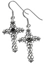 Mittelalter Ohrhänger „Lucan – Onyxkreuz“ aus 925er Silber – Gotik-Schmuck 4,9 cm 