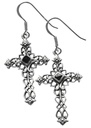 Ohrhänger 'Onyxkreuz' Silber 925 -  Schmuck für Mittelalter, Reenactment und Larp