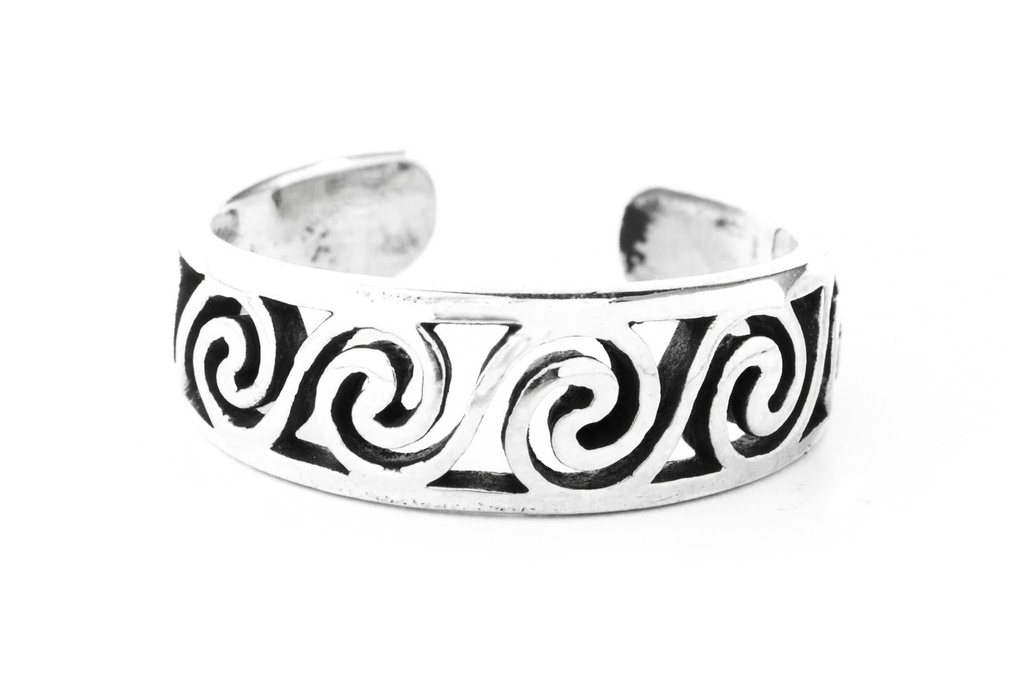 [zr4] Zehenring "Spiral" aus Silber 925 – Keltischer Fußring mit Spiralmuster 6 mm