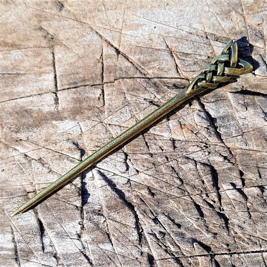 [A-683-2] Haarnadel Wikinger Knoten messingrfarbener keltischer Knoten
