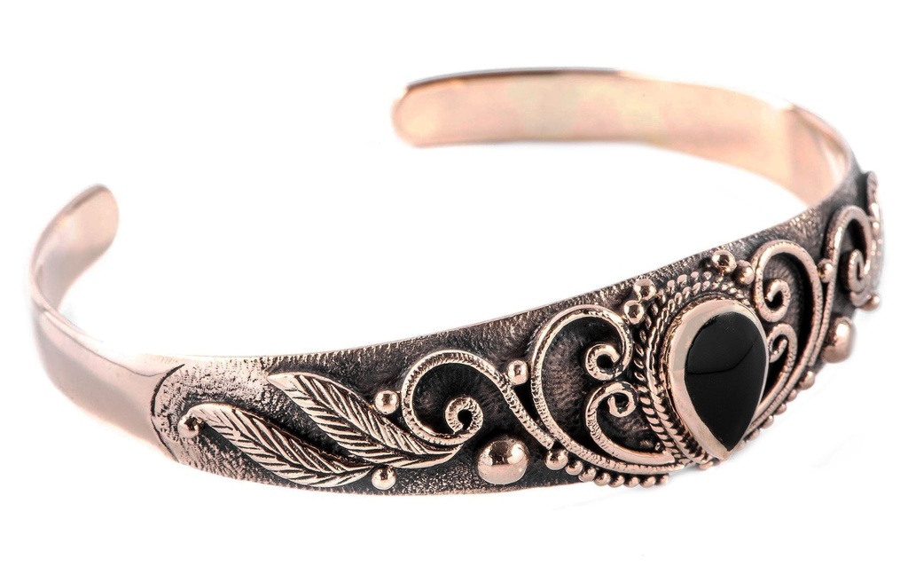 Mittelalter Armreif ELANIA aus Bronze – Frauen Schmuck mit Ornamenten Ø 6,2 cm 