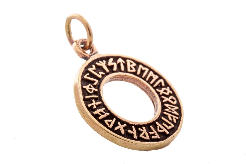 [avb49] Anhänger DRUNA aus Bronze – Runen Futhark Wikinger Amulett 3,4 cm