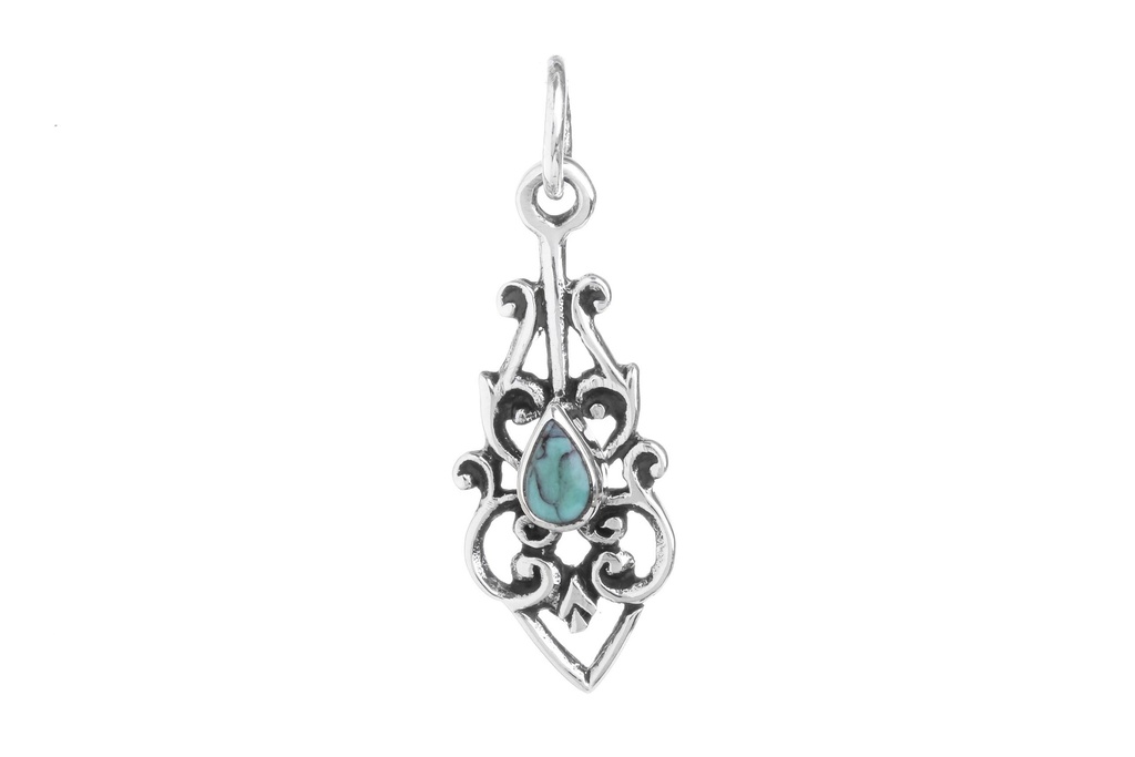 Amulett, Anhänger 'Dania - Türkis' aus Silber 925 - Mittelalter, Larp, Reenactment Schmuck
