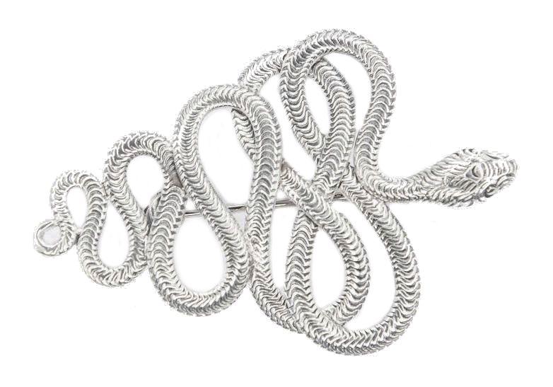 Silber-Brosche MANDARA – 4,4 cm keltische Fibel mit Schlangenmotiv