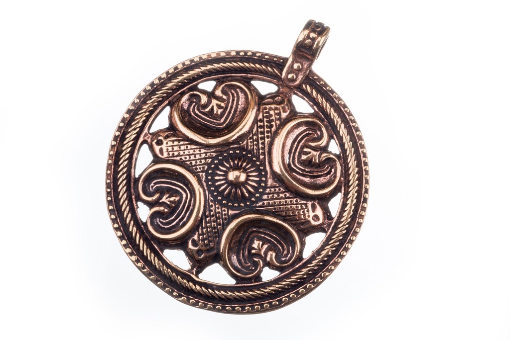 [avb503] Anhänger SAXMUT aus Bronze – Vier Elemente Wikinger Amulett 4,8 cm