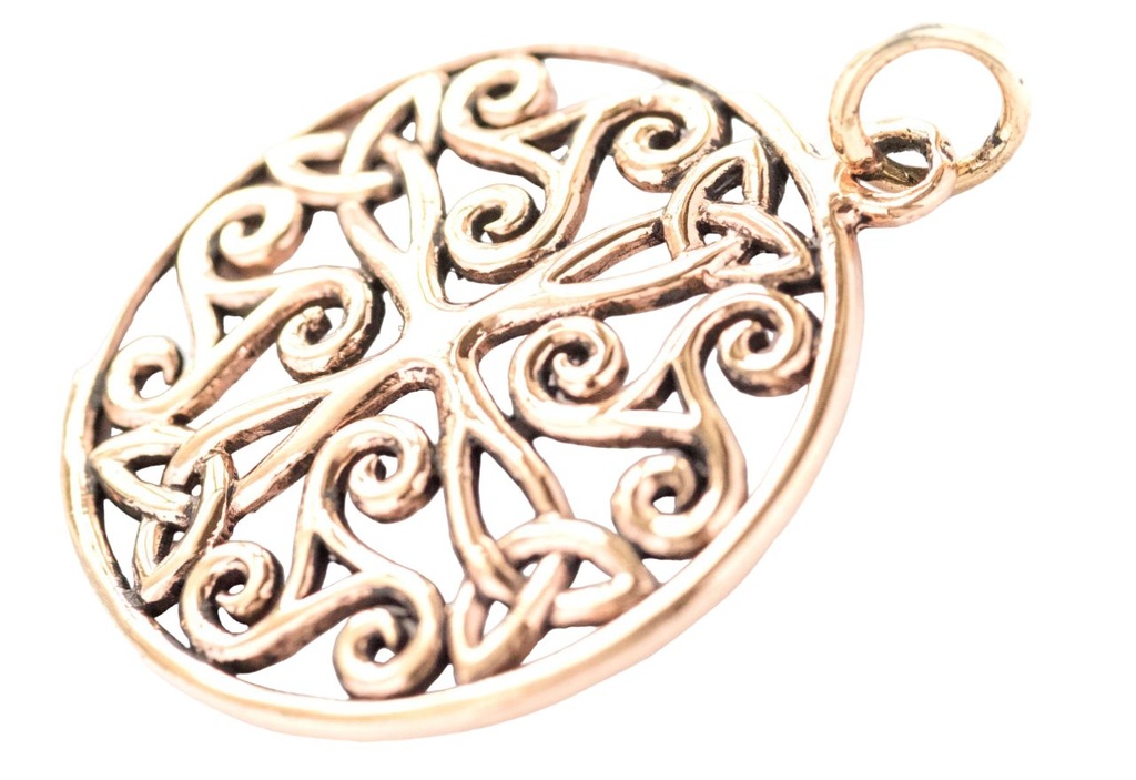 [acb532] Schmuck Anhänger Aurea Ø 3,1 cm – Bronze – Keltisches Kreuz für Schutz & spirituelle Kraft