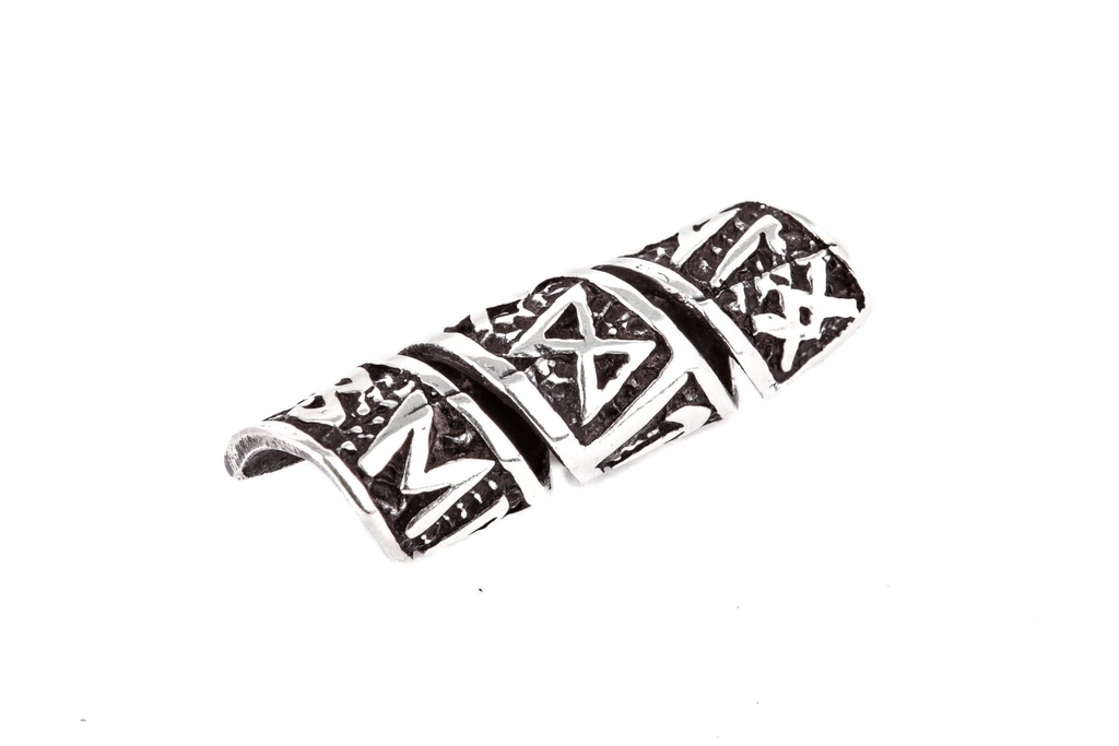 Wikinger Perle "Runa" aus Silber 925 – Bart- & Haarperle mit Runeninschrift 2,5 cm