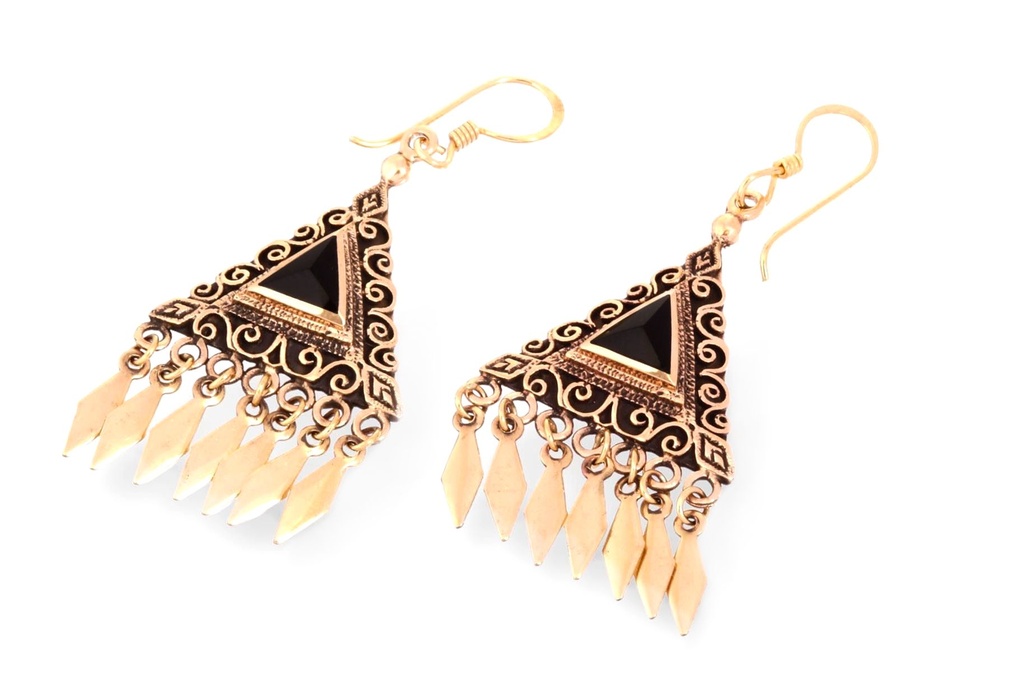 [ohb574] Ohrhänger 'Alida Onyx' Bronze Schmuck für Mittelalter, Reenactment und Larp