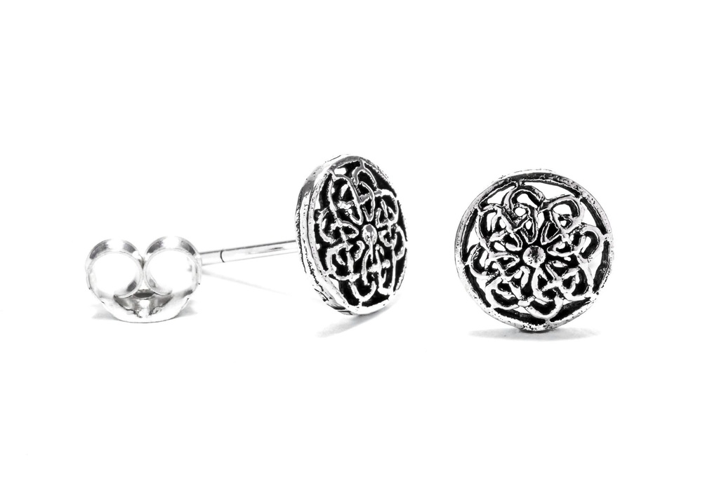 [ost61] Ohrstecker 'Keltische Blume des Lebens' Sterling Silber 925 - Schmuck für Mittelalter, Reenactment und Larp