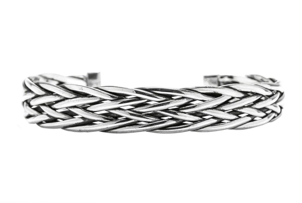 [arm3] Armreif 925er Sterling Silber Wikinger Flechtwerk - Bronze- und Silberschmuck für Reenactment, LARP und Fantasie