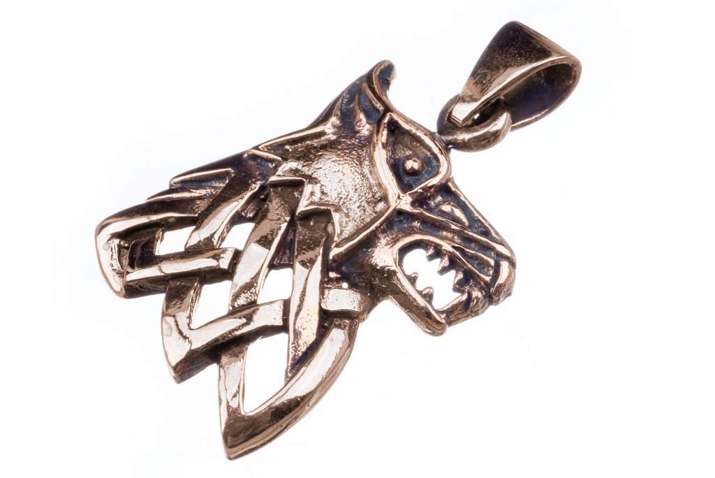 [avb60] Wikinger Anhänger „Fenriswolf“ aus Bronze – Nordisches Amulett 3,3 cm mit mythologischer Wolfsdarstellung