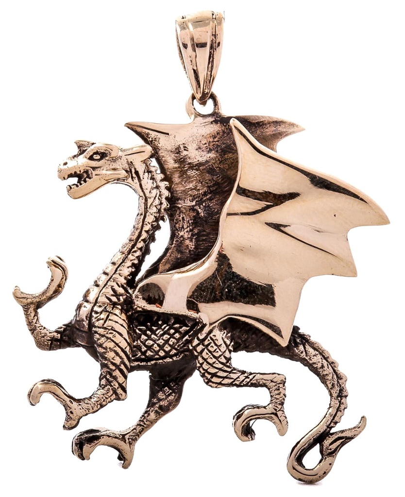 [adb54] Drachen Amulett, Anhänger 'Pendragon' aus Bronze - Mittelalter, Larp, Reenactment Schmuck