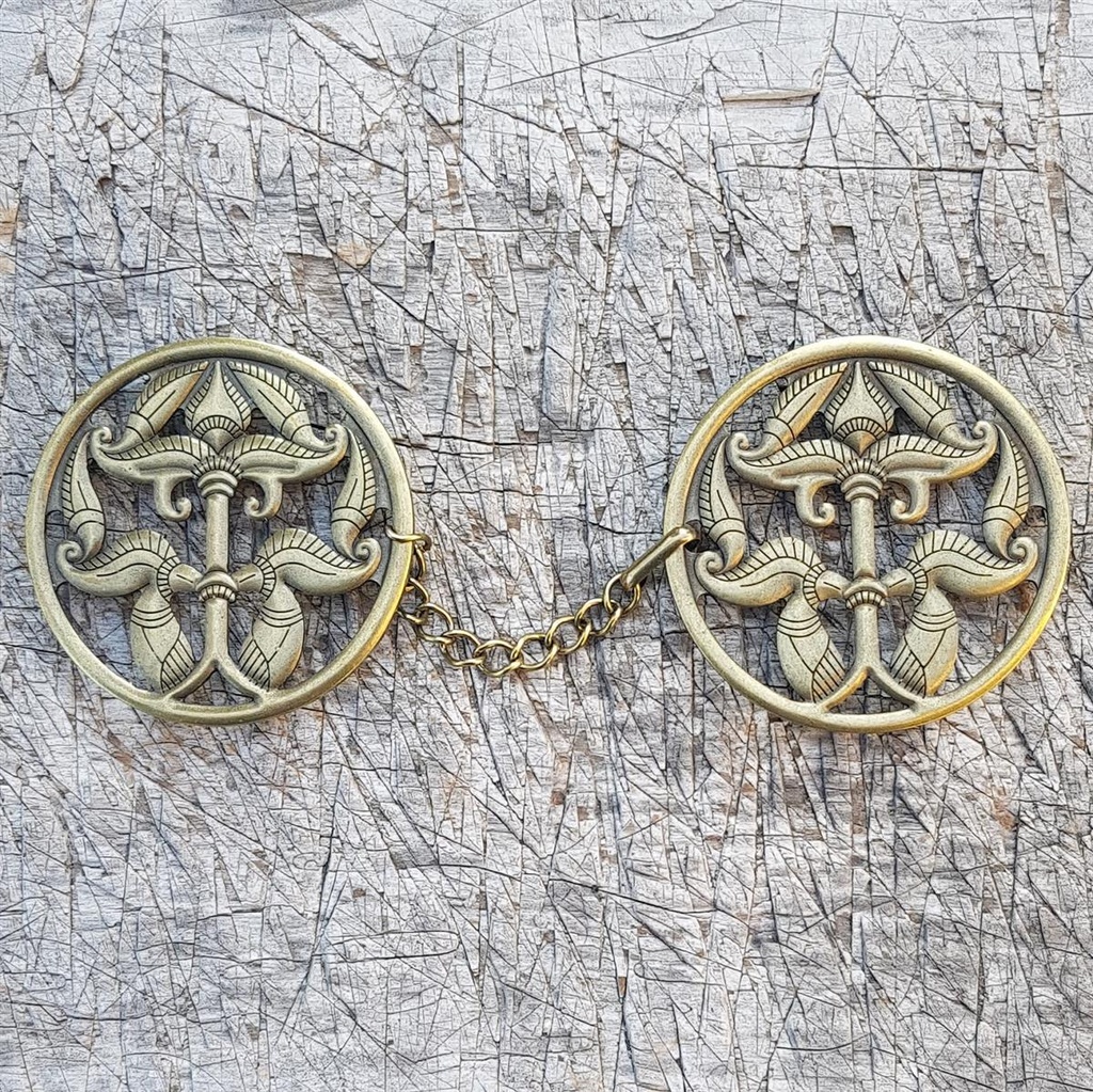 [V-017-2] VIRAG,Magyar,Pflanze, 30 cm! messingrfarbener Gewand-Verschluss