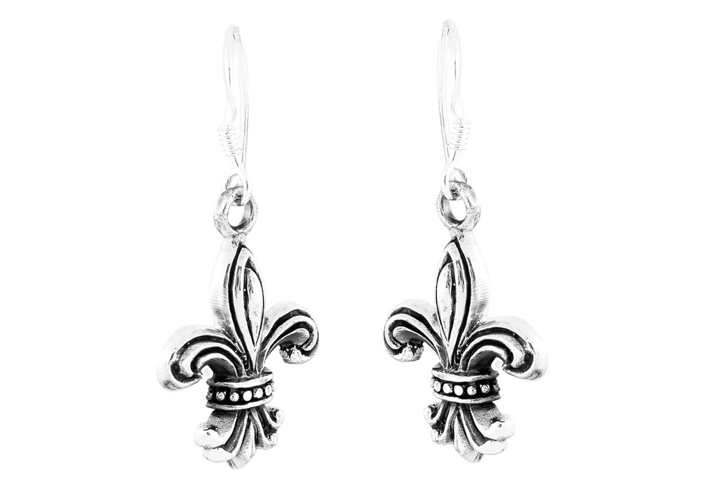 [oh109] Ohrhänger „Diana – Schwertlilie“ aus 925er Silber – Fleur-de-Lis 3,5 cm