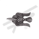 Silberfarbene Zierniete „Wikinger Rabe“ – Kleine Gürtelspitze im Stil nordischer Mythologie