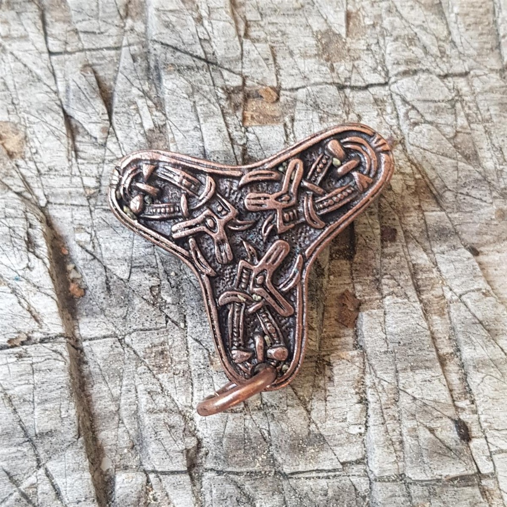 [A-5260-4] Kleeblatt-Fibel klein kupferfarben – Mittelalterliche Gewandschließe aus ZAMAK für LARP & Reenactment