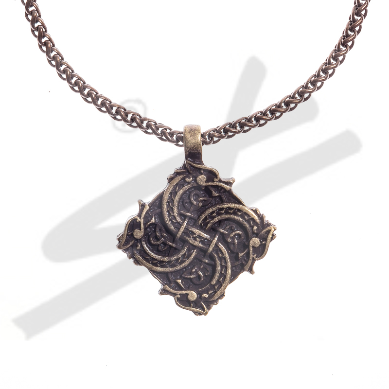 [PK-5108-21] Halskette keltisches Drachenkreuz, altmessingfarben