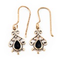 Ohrhänger Melina mit Onyx aus Bronze – Mittelalterlicher Ohrschmuck 1,7 cm