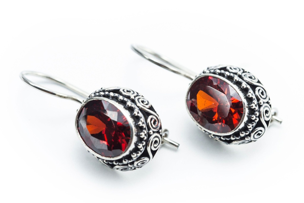 [oh54] Ohrhänger 'Rote Funken' Silber 925 -  Schmuck für Mittelalter, Reenactment und Larp