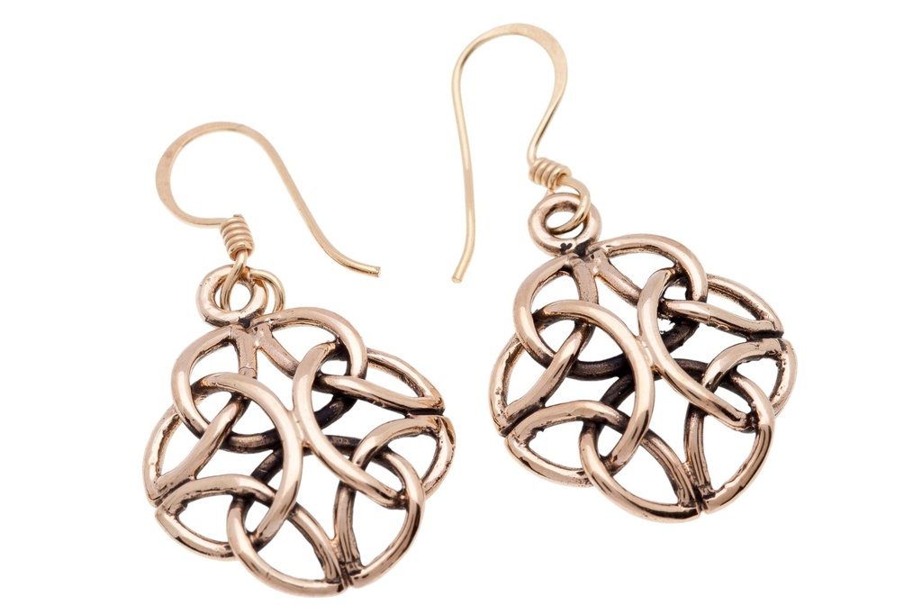 [ohb102] Keltische Ohrhänger „Smila – Vier Elemente“ aus Bronze – Symbolohrringe 3,5 cm