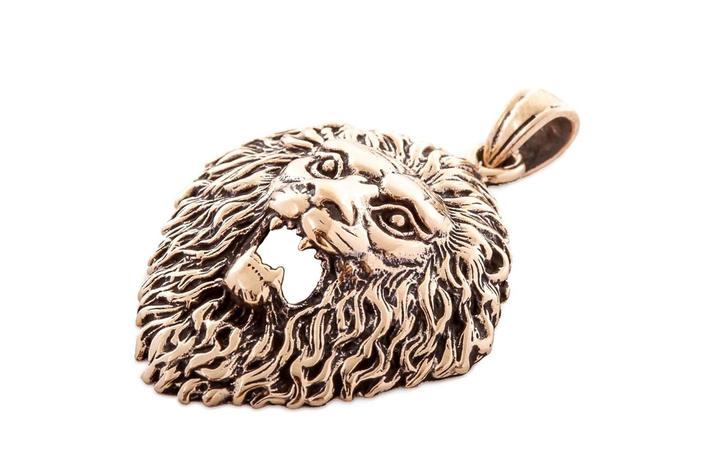 [amb502] Amulett, Anhänger 'Lion Löwe' aus Bronze - Mittelalter, Larp, Fantasy Schmuck