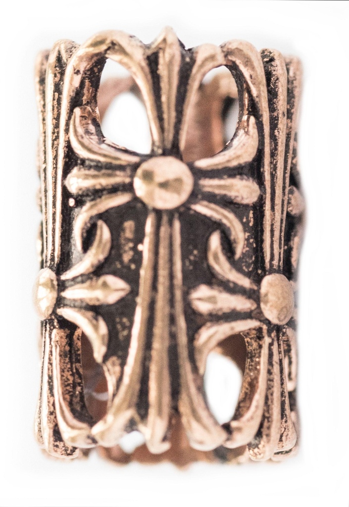 Mittelalter Haar- & Bartperle SIGARD aus Bronze – 14 mm Perle mit Ritterkreuzen für Zöpfe & Bart