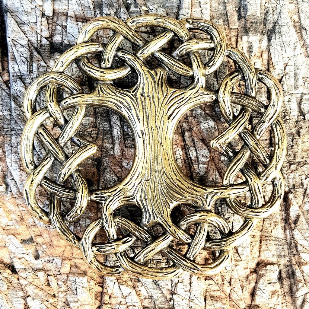 WELTENBAUM, YGGDRASIL, WELTENESCHE groß, messingfarbener Beschlag