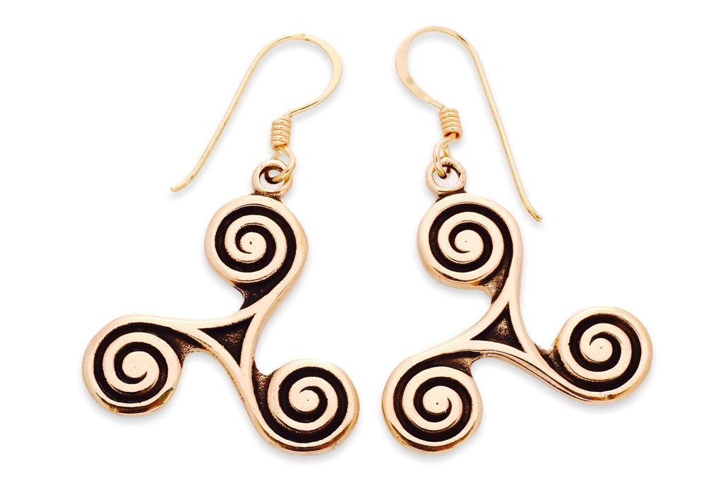 [ohb588] Ohrhänger MILA aus Bronze 3,9 cm – Keltische Triskele Schmuck für Frauen