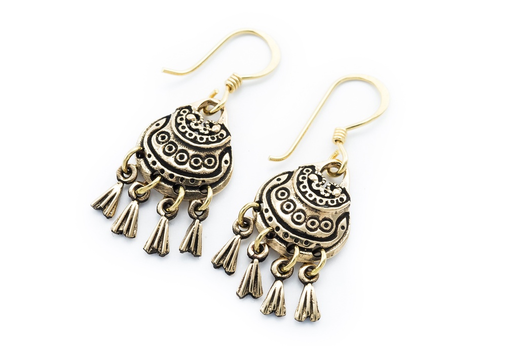 [ohb528] Ohrhänger Somi Klapperohrschmuck aus Bronze – Wikinger Ohrhänger mit beweglichen Elementen 3,5 cm