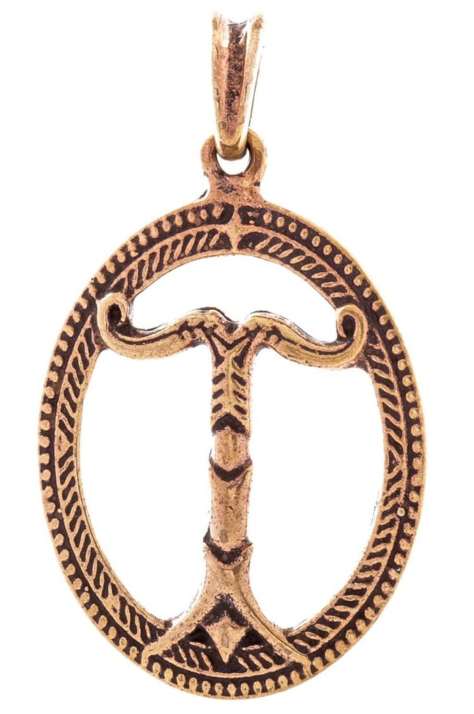 [avb541] Wikinger Anhänger „Irminsul im Kreis“ aus Bronze – Germanisches Amulett 5,2 cm Weltsäule & Kosmos