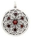 Schmuckstück  Schmuck Anhänger KILDARE 3.7 cm Lebensblume Mit Granatsteinen Silber 3.7 cm