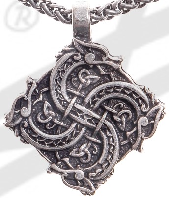 [P-5108-1] Anhänger Keltisches Drachenkreuz – Silberfarbener ZAMAK-Schmuck mit beidseitigem Motiv, nickelfrei