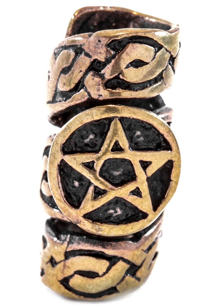 [apb63] Haarperle Bartperle 'Penta' Pentagramm Bronze Haarschmuck