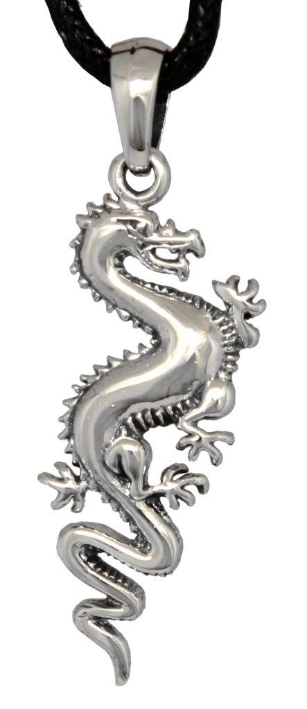 [ad32] Drachen Amulett, Anhänger 'Finley' aus Silber 925 - Mittelalter, Larp, Reenactment Schmuck