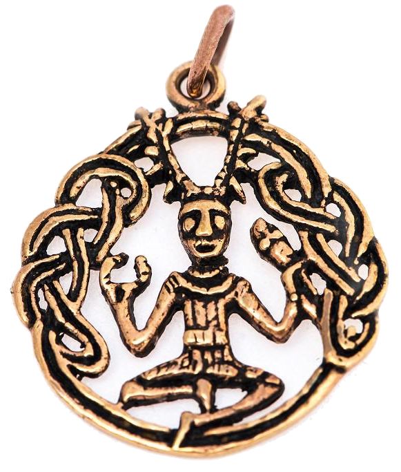 [Acb12-2] Keltisches Amulett, Anhänger 'Cerunnos' aus Bronze- Mittelalter, Larp, Reenactment Schmuck