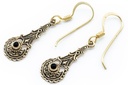 Ohrhänger Namina Round Onyx aus Bronze – Zarter Mittelalter Ohrschmuck mit Schutzstein 3,5 cm